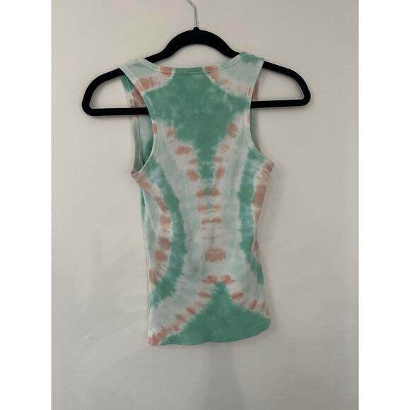 Vtg Y2K Guess Jeans Tie Dye Tank Top Baby Tee Heart Bedazzled M Fitted Valentine - Picture 4 of 6